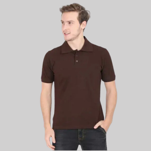 Classic Polo Neck Half Sleeve Brown