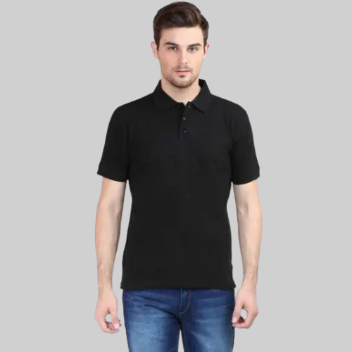 Classic Polo Neck Half Sleeve Black