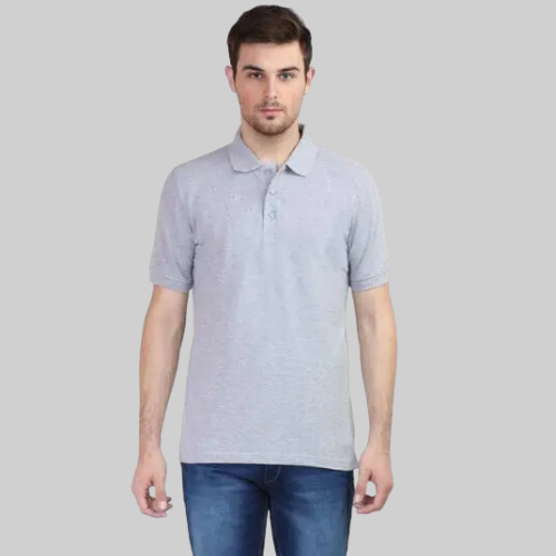 Classic Polo Neck Half Sleeve Grey