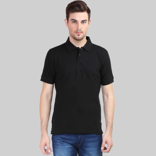 Classic Polo Neck Half Sleeve Black