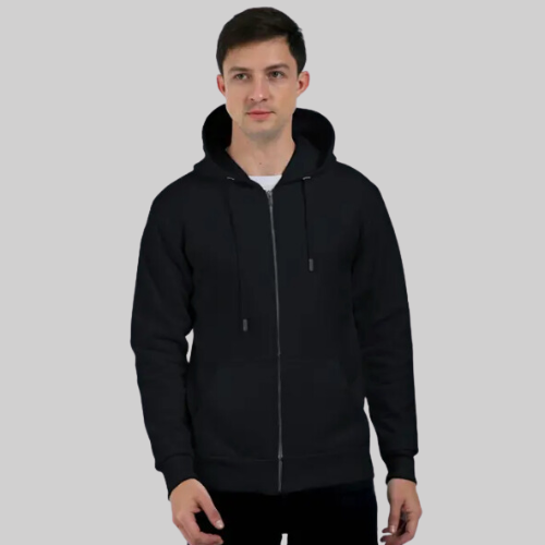 Zipped Black Hoodie Jacket