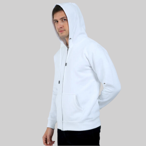 Zipped White Hoodie Jacket