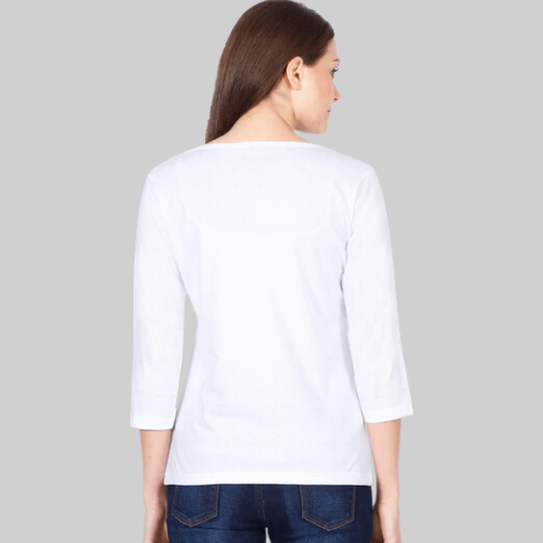 3/4 Sleeve White T-Shirt