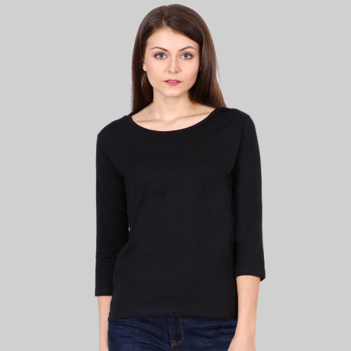 3/4 Sleeve Black T-Shirt