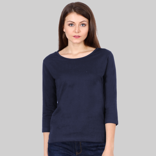 3/4 Sleeve Navy Blue T-Shirt