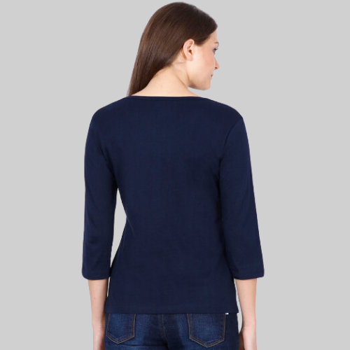 3/4 Sleeve Navy Blue T-Shirt