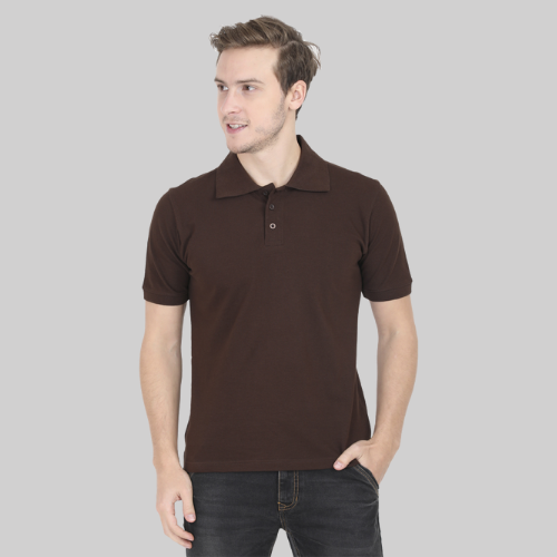 Classic Polo Neck Half Sleeve Brown