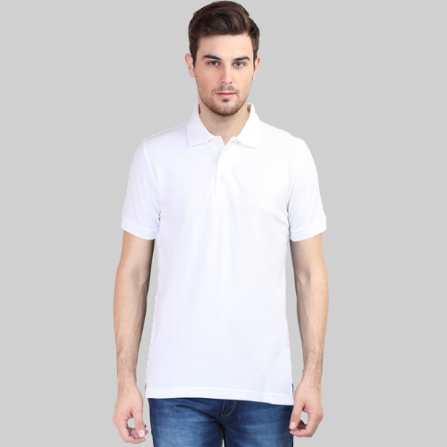 Classic Polo Neck Half Sleeve White