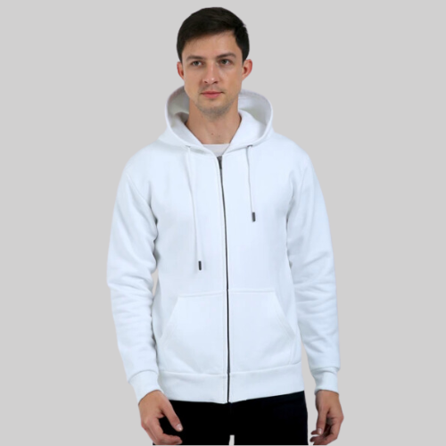Zipped White Hoodie Jacket