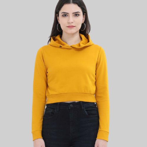 Crop Hoodie Mustard