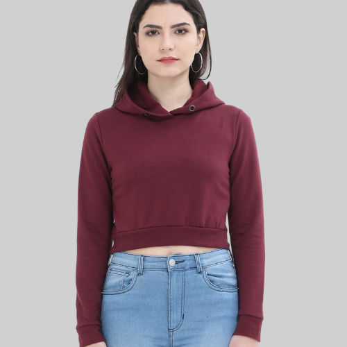 Crop Hoodie Maroon